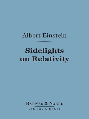 cover image of Sidelights on Relativity (Barnes & Noble Digital Library)